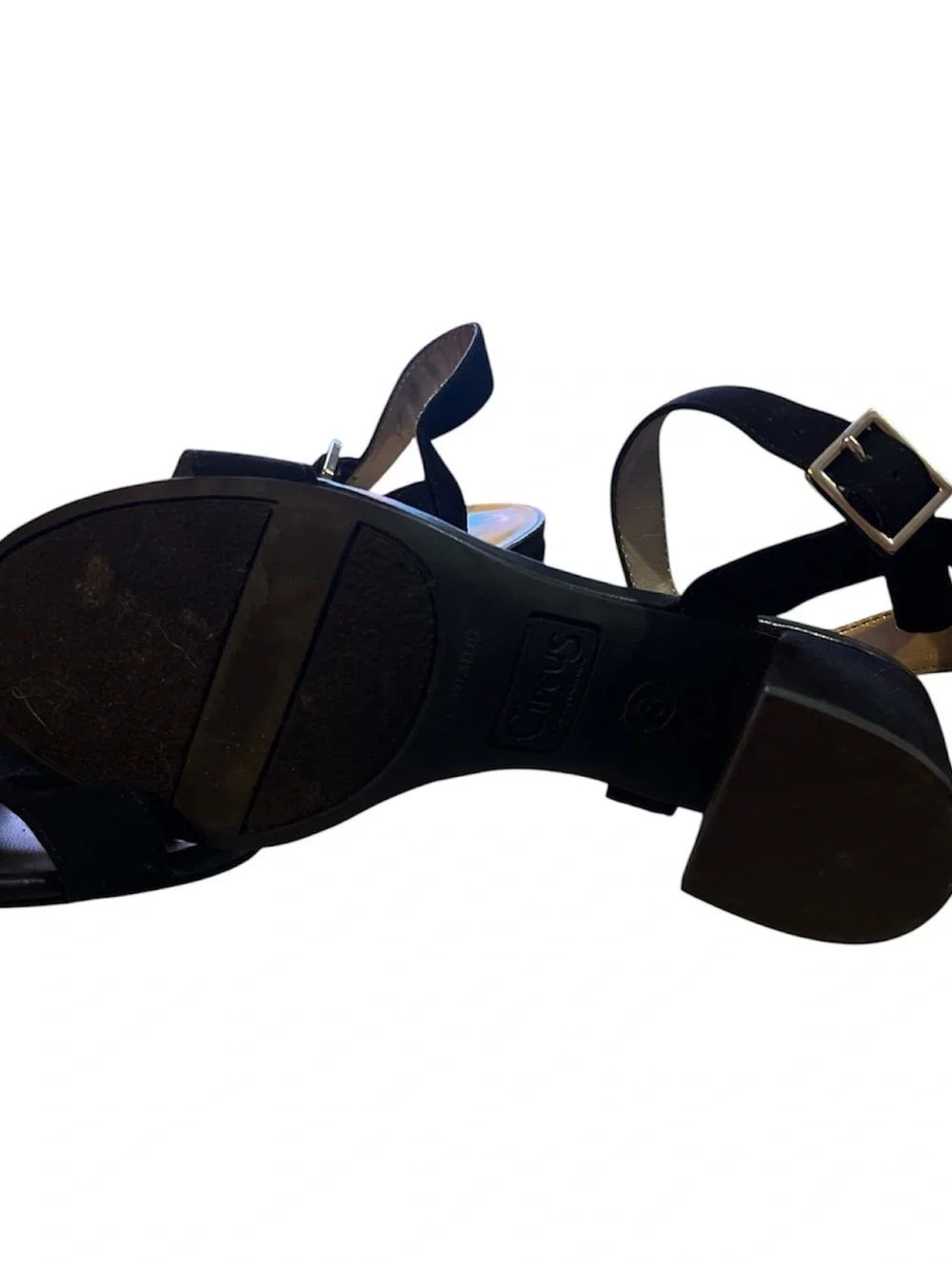 Circus by Sam Edelman Black Low Block Heel Strappy Sandals